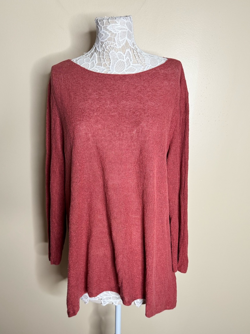 Eileen Fisher 100% Organic Linen Tunic Top in Brick Lagenlook size 2X